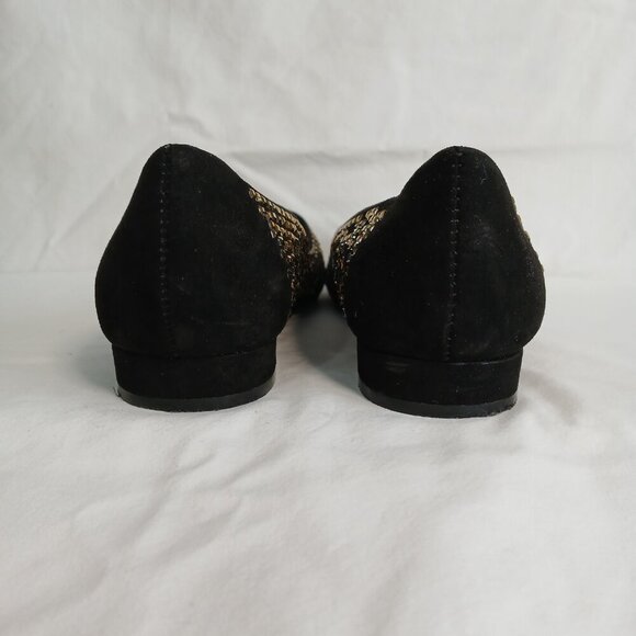UNISA HESSA BLACK SUEDE GOLD STUDDED SLIP-ON BALLET FLATS, SIZE 6 - Picture 4 of 6
